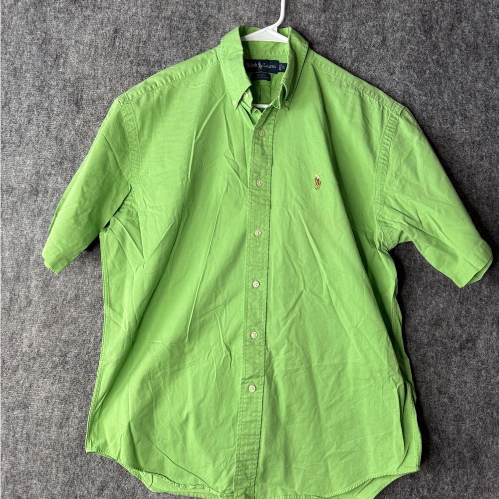 Ralph Lauren Men’s M Blake Short Sleeve Shirt Green Button-Down Pony Logo